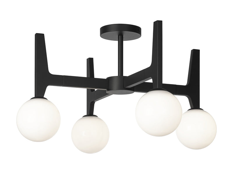 Scriben 4-Light Semi-Flush Mount in Matte Black