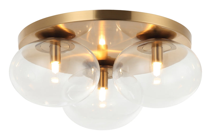Bulbus 3-Light Flush Mount in Aged Gold Brass