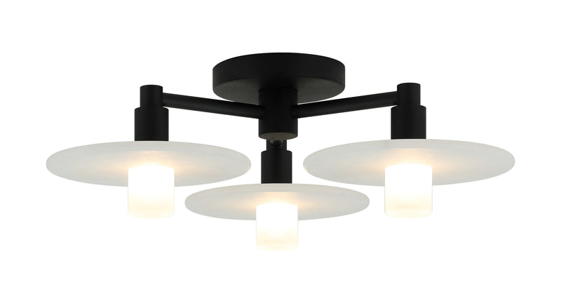 Monument 3-Light Semi-Flush Mount in Matte Black