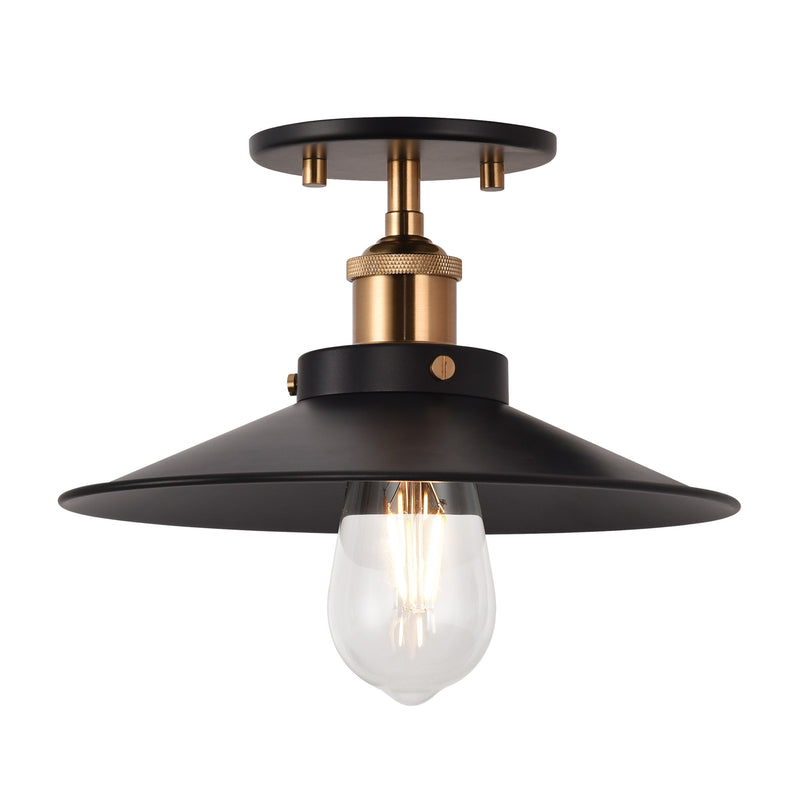 Bulstrode's Workshop 10" Semi-Flush Mount in Aged Gold Brass / Black