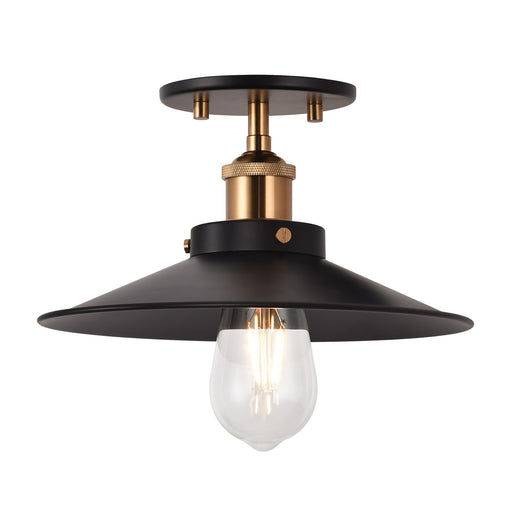 Bulstrode's Workshop 10" Semi-Flush Mount in Aged Gold Brass / Black