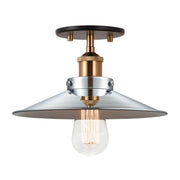 Bulstrode's Workshop 10" Semi-Flush Mount in Aged Gold Brass / Chrome