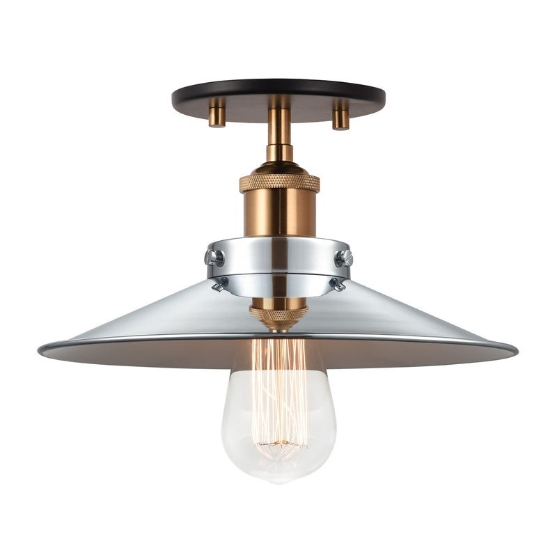 Bulstrode's Workshop 10" Semi-Flush Mount in Aged Gold Brass / Chrome