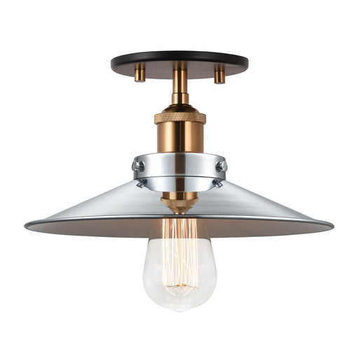 Bulstrode's Workshop 10" Semi-Flush Mount in Aged Gold Brass / Chrome