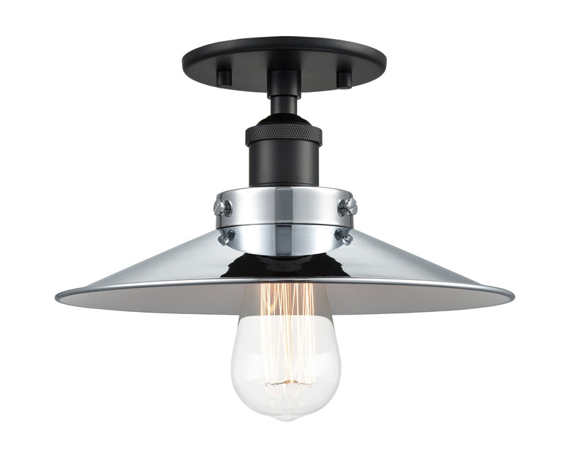 Bulstrode's Workshop 10" Semi-Flush Mount in Black / Chrome