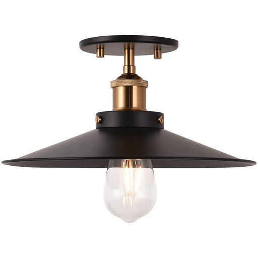 Bulstrode's Workshop 12" Semi-Flush Mount in Aged Gold Brass / Black