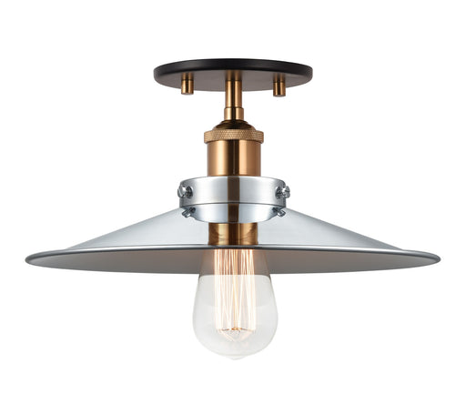 Bulstrode's Workshop 12" Semi-Flush Mount in Aged Gold Brass / Chrome