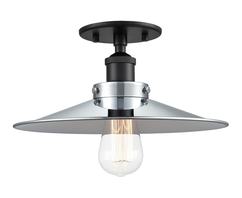 Bulstrode's Workshop 12" Semi-Flush Mount in Black / Chrome