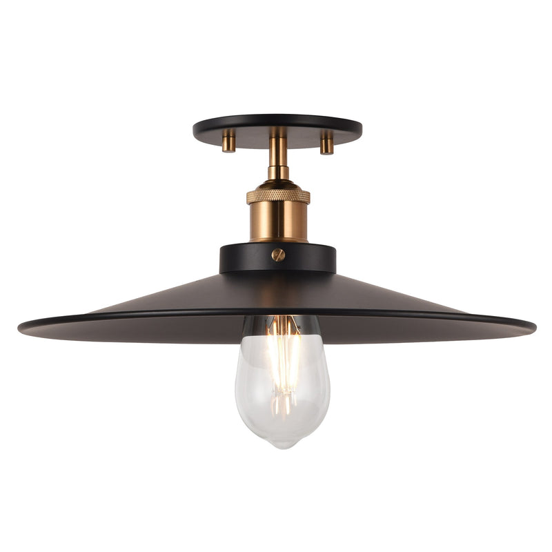 Bulstrode's Workshop 14" Semi-Flush Mount in Aged Gold Brass / Black