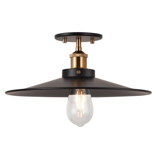 Bulstrode's Workshop 14" Semi-Flush Mount in Aged Gold Brass / Black