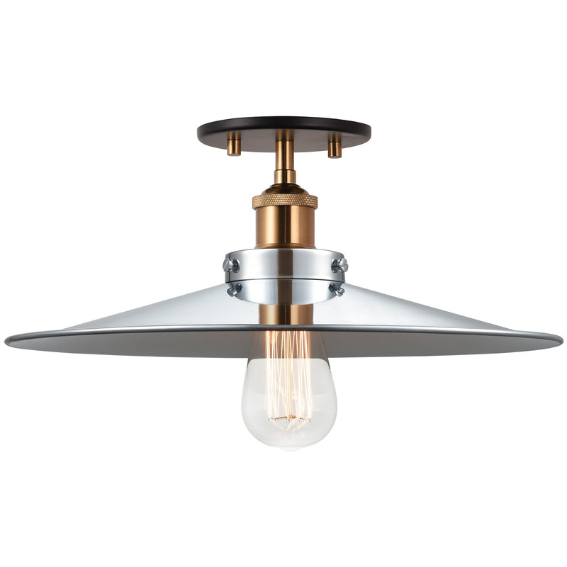Bulstrode's Workshop 14" Semi-Flush Mount in Aged Gold Brass / Chrome