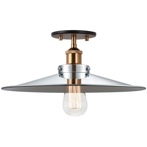 Bulstrode's Workshop 14" Semi-Flush Mount in Aged Gold Brass / Chrome