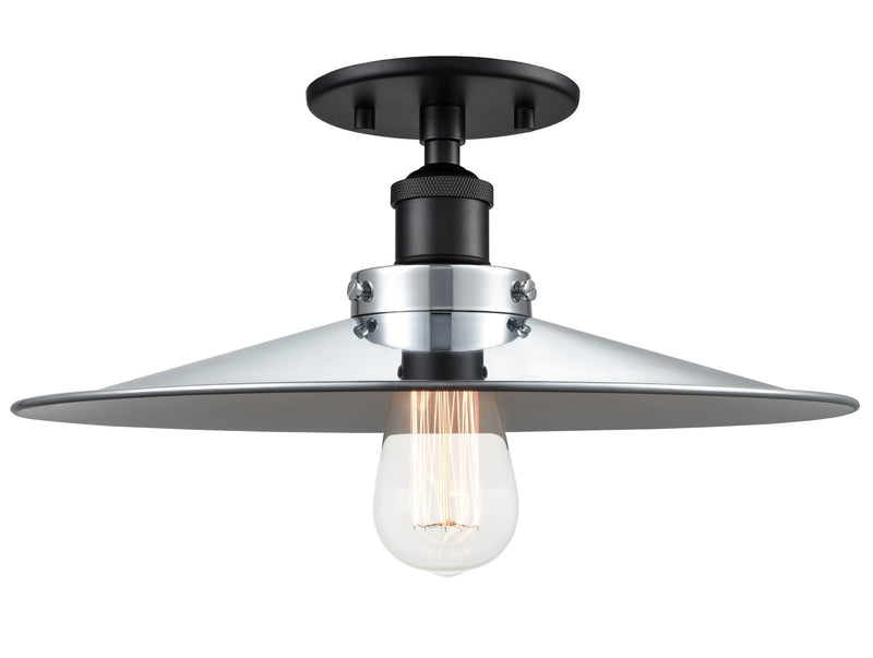 Bulstrode's Workshop 14" Semi-Flush Mount in Black / Chrome