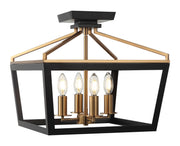 Mavonshire 4-Light Semi-Flush Mount in Black / Aged Gold Brass