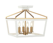 Mavonshire 4-Light Semi-Flush Mount in White / Aged Gold Brass