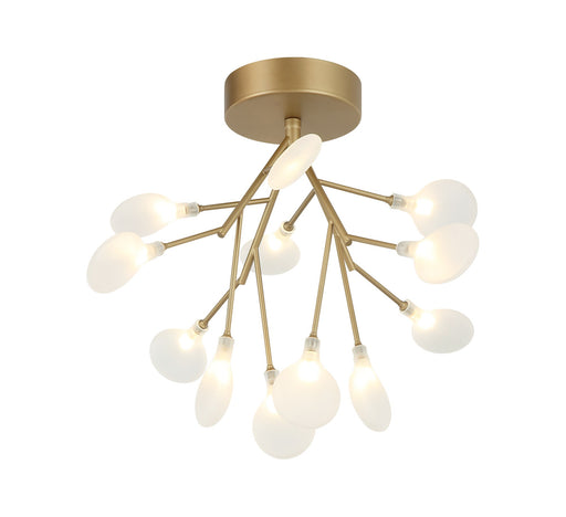Hydrangea Bloom 12-Light Semi-Flush Mount in Gold