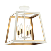 Rosalie 4-Light Semi-Flush Mount in White / Aged Gold Brass