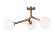 Rami 3-Light Semi-Flush Mount in Aged Gold Brass