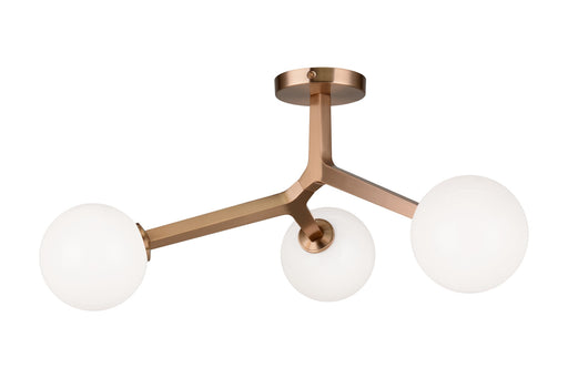 Rami 3-Light Semi-Flush Mount in Aged Gold Brass