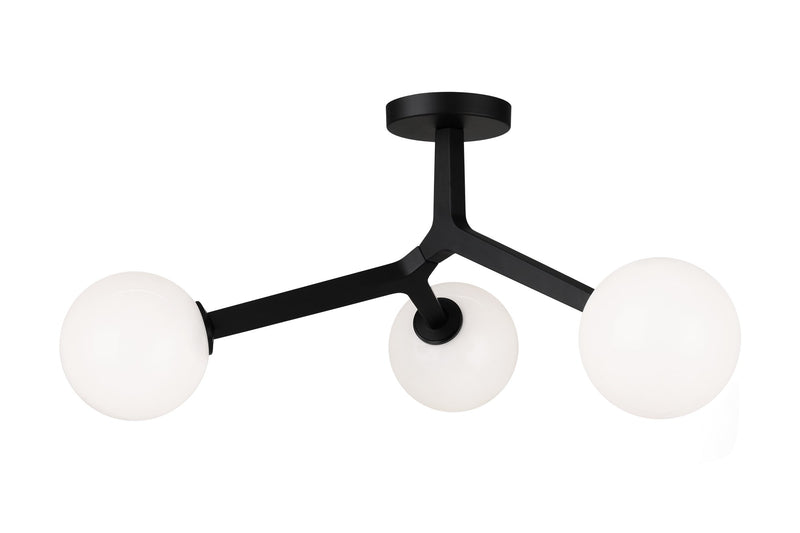 Rami 3-Light Semi-Flush Mount in Black