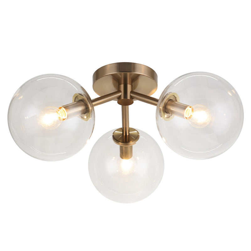 Novo 18" 3-Light Semi-Flush Mount in Aged Gold Brass