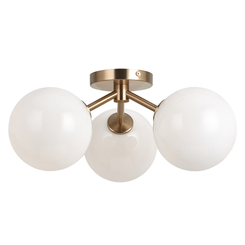 Novo 18" 3-Light Semi-Flush Mount in Aged Gold Brass
