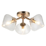 Novo 16.5" 3-Light Semi-Flush Mount in Aged Gold Brass