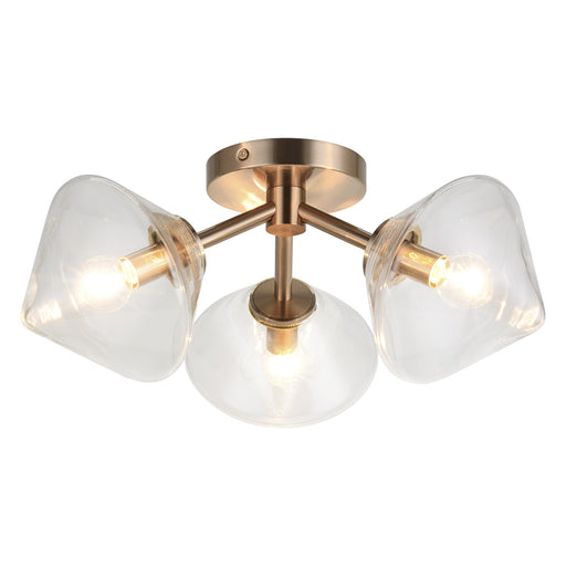 Novo 16.5" 3-Light Semi-Flush Mount in Aged Gold Brass