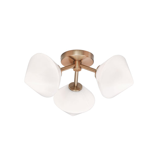 Novo 16.5" 3-Light Semi-Flush Mount in Aged Gold Brass