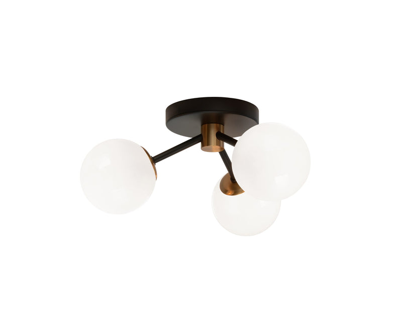 Novu 13" 3-Light Semi-Flush Mount in Aged Gold Brass