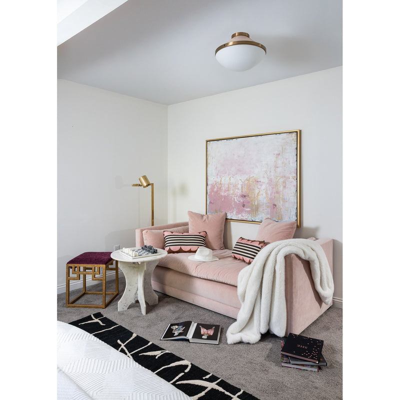 Xander 1 Light 12.25" Flush Mount in Vibrant Gold + Blush in a room setting