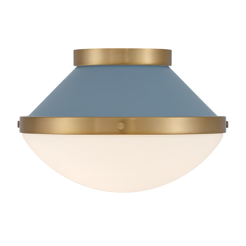 Xander 1 Light 12.25" Flush Mount in Vibrant Gold + Blue