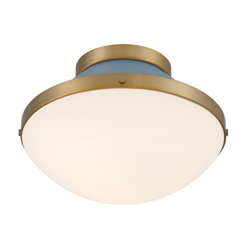 Xander 1 Light 12.25" Flush Mount in Vibrant Gold + Blue