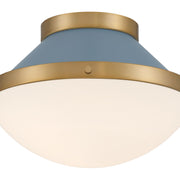 Xander 1 Light 12.25" Flush Mount in Vibrant Gold + Blue