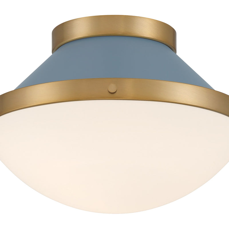 Xander 1 Light 12.25" Flush Mount in Vibrant Gold + Blue