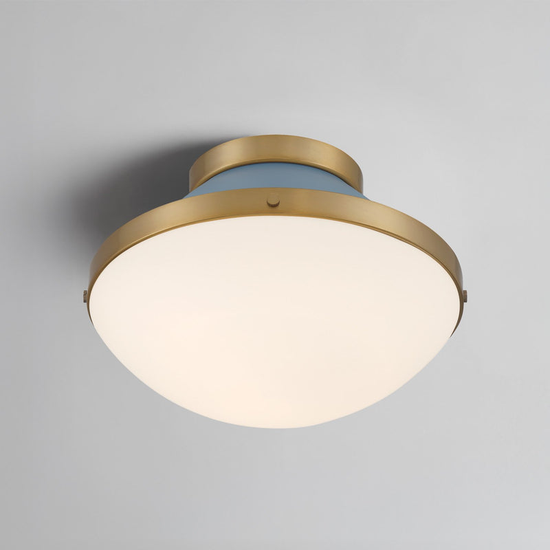 Xander 1 Light 12.25" Flush Mount in Vibrant Gold + Blue in a room setting
