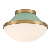 Xander 1 Light 12.25" Flush Mount in Vibrant Gold + Green