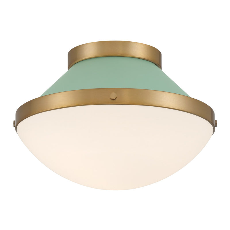 Xander 1 Light 12.25" Flush Mount in Vibrant Gold + Green