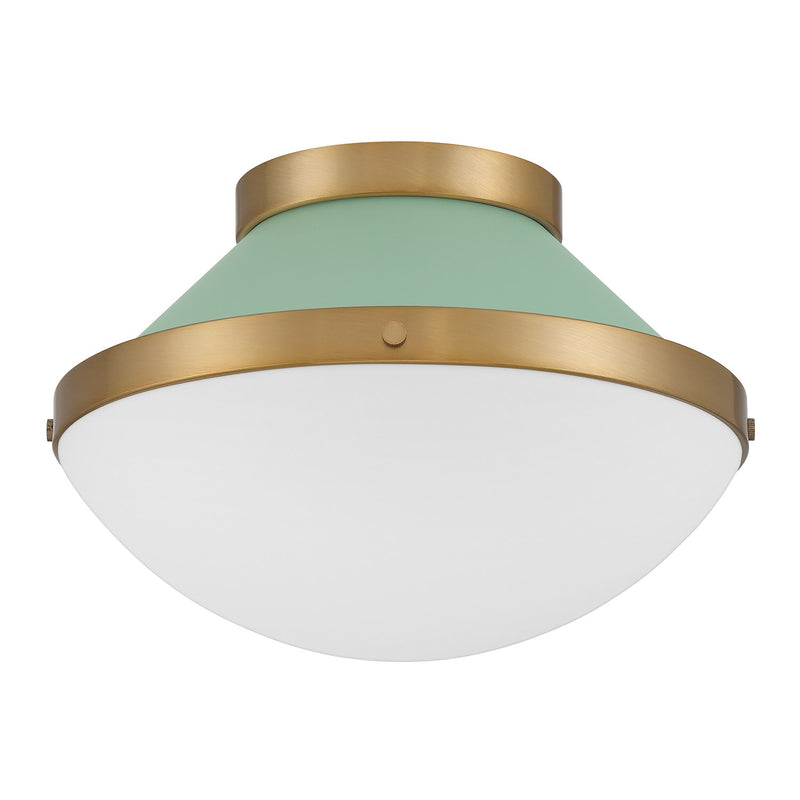 Xander 1 Light 12.25" Flush Mount in Vibrant Gold + Green