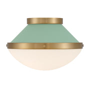 Xander 1 Light 12.25" Flush Mount in Vibrant Gold + Green