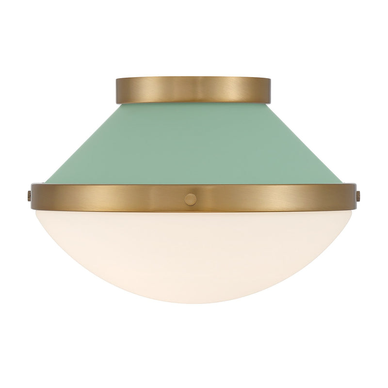Xander 1 Light 12.25" Flush Mount in Vibrant Gold + Green