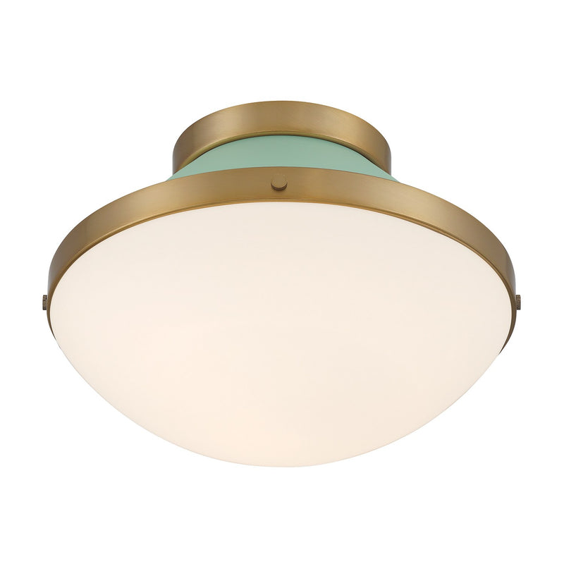 Xander 1 Light 12.25" Flush Mount in Vibrant Gold + Green