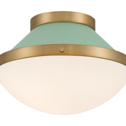 Xander 1 Light 12.25" Flush Mount in Vibrant Gold + Green