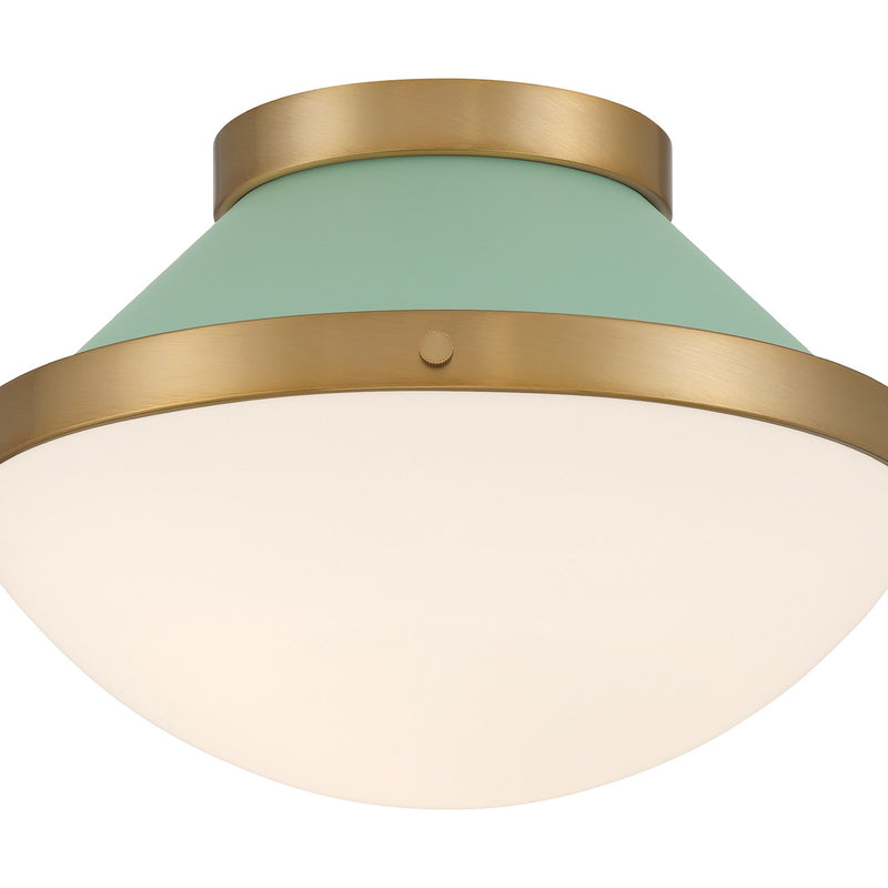 Xander 1 Light 12.25" Flush Mount in Vibrant Gold + Green