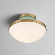 Xander 1 Light 12.25" Flush Mount in Vibrant Gold + Green in a room setting