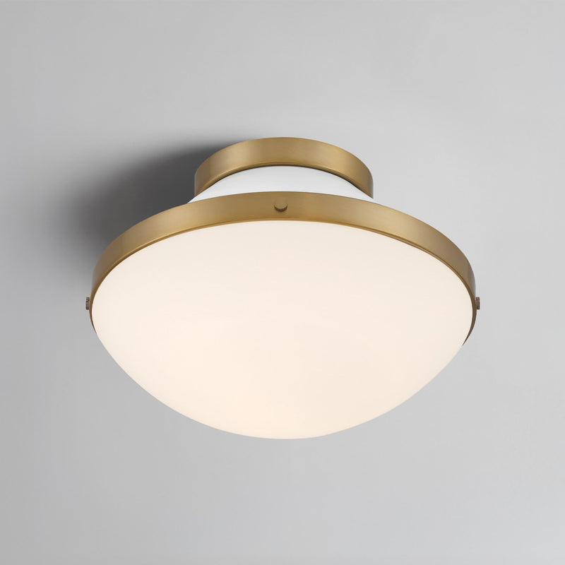Xander 1 Light 12.25" Flush Mount in Vibrant Gold + White in a room setting