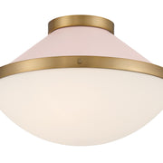 Xander 2 Light 16.25" Flush Mount in Vibrant Gold + Blush