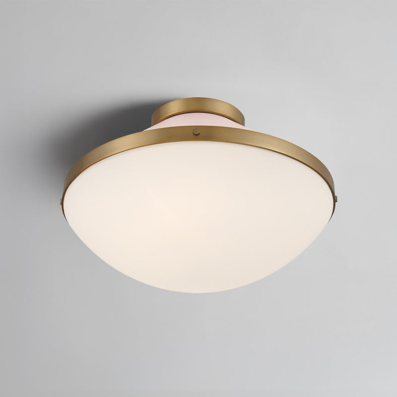 Xander 2 Light 16.25" Flush Mount in Vibrant Gold + Blush in a room setting