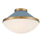 Xander 2 Light 16.25" Flush Mount in Vibrant Gold + Blue