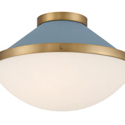 Xander 2 Light 16.25" Flush Mount in Vibrant Gold + Blue